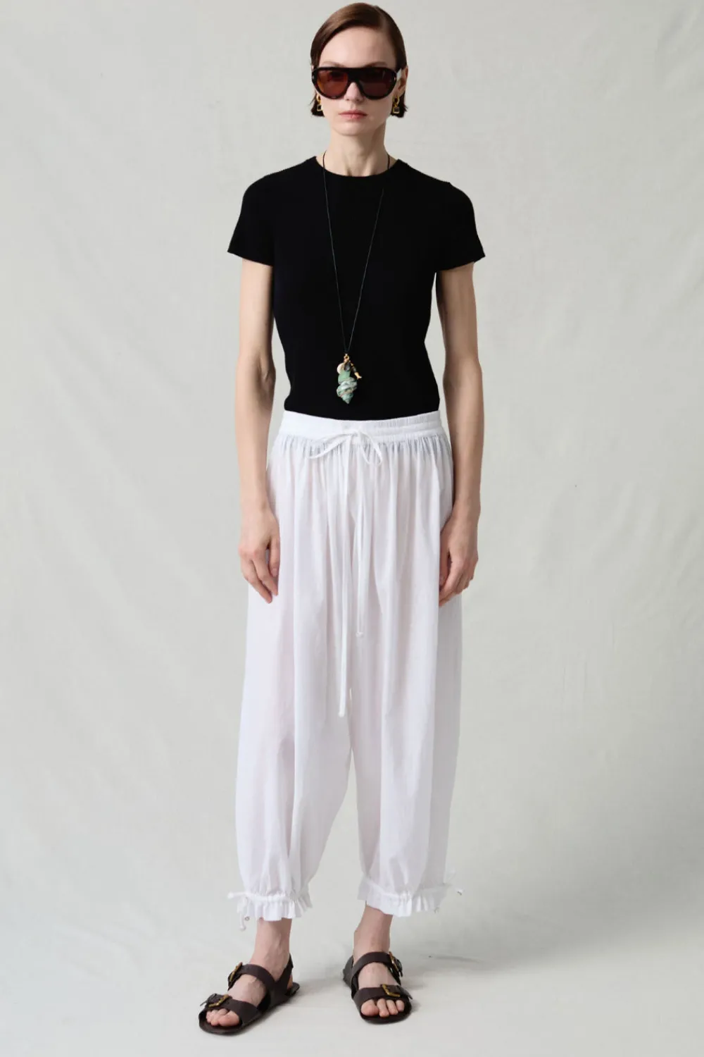 Chan Luu Baoon Pant White Pintripe