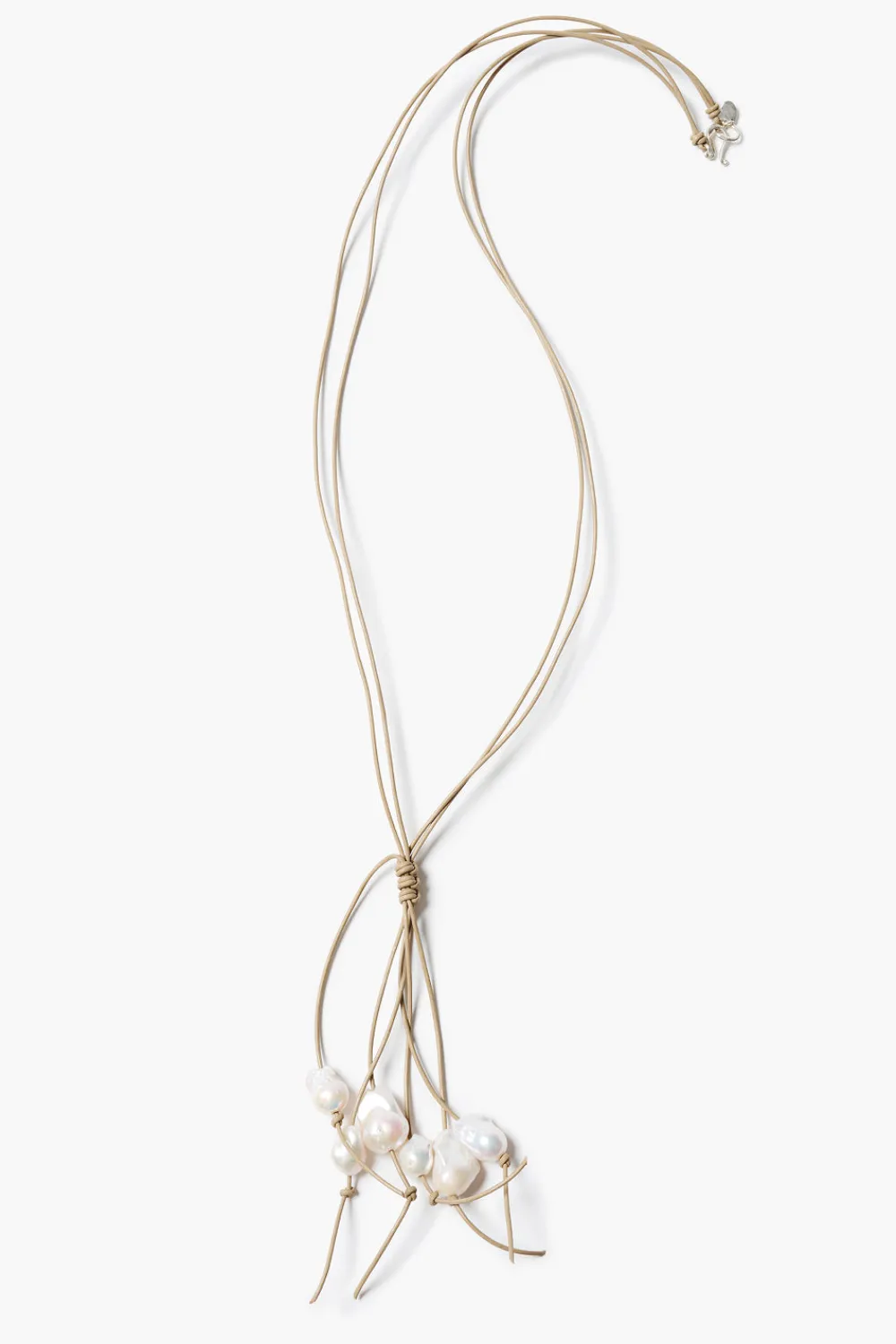 Chan Luu Baroque Pearl Tassel Necklace Beige