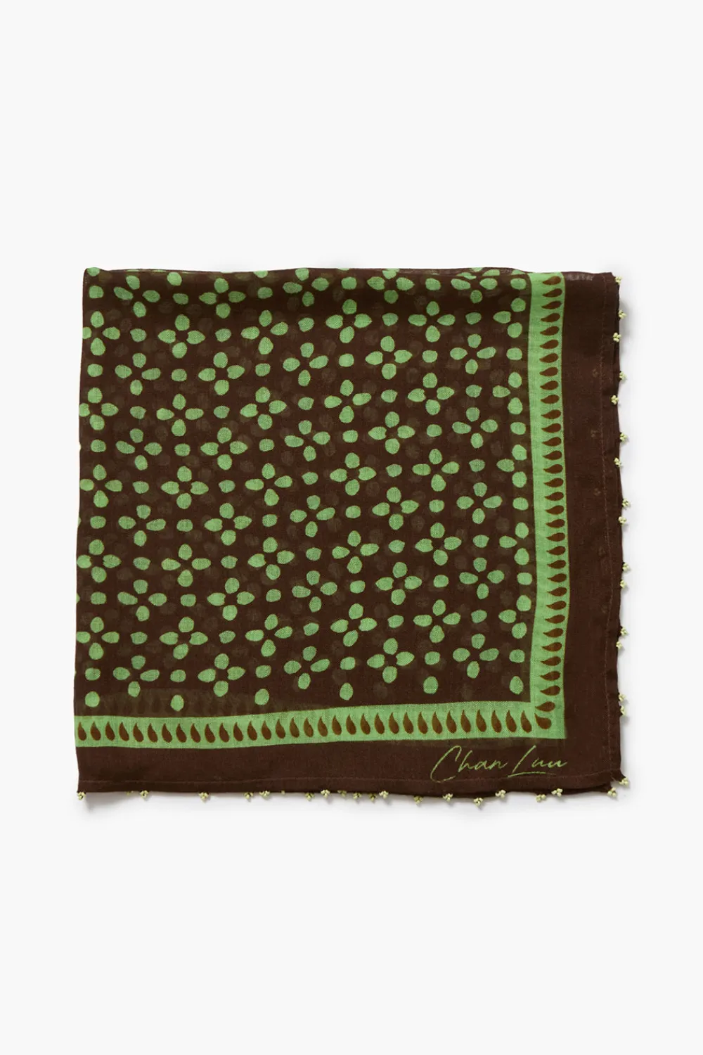 Chan Luu Beaded Floral Bandana Espresso