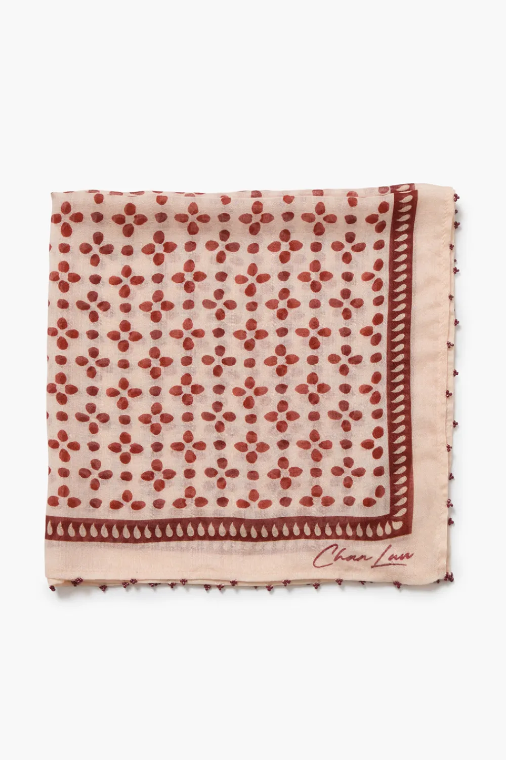 Chan Luu Beaded Floral Bandana Pink Sand