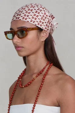 Chan Luu Beaded Floral Bandana Pink Sand