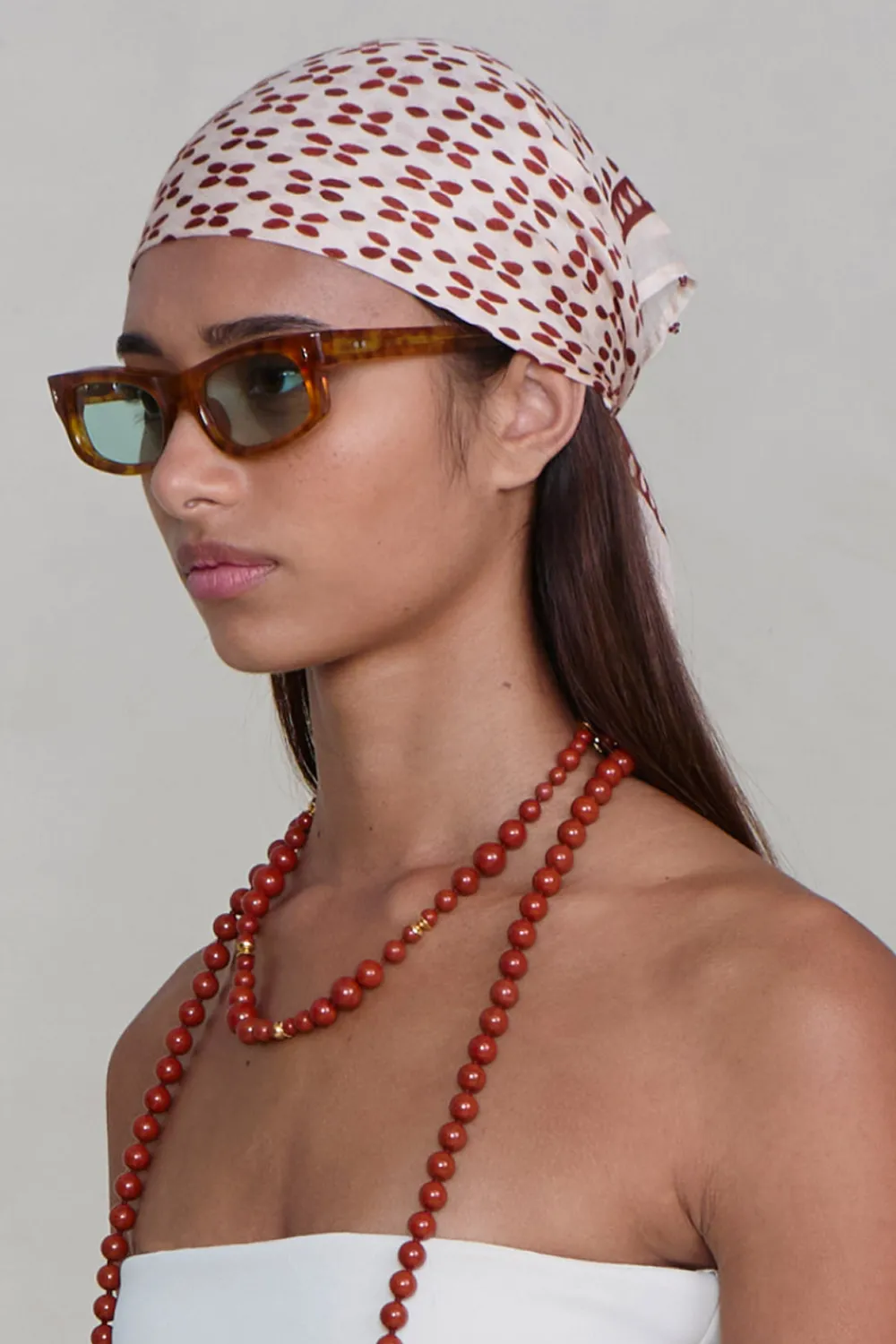 Chan Luu Beaded Floral Bandana Pink Sand