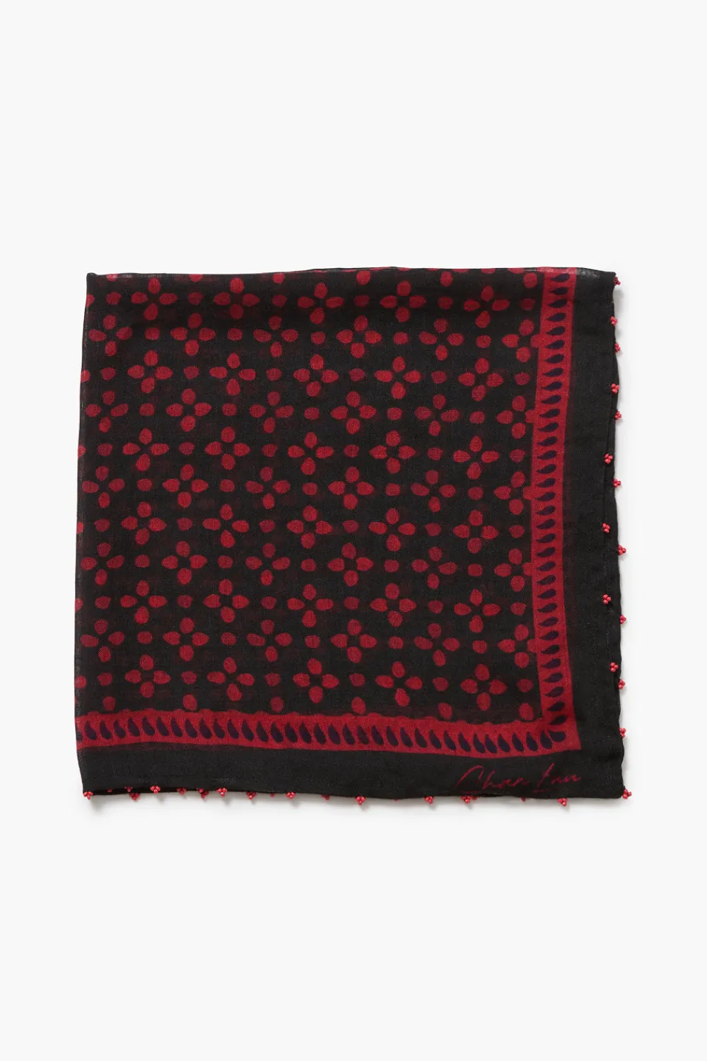 Chan Luu Beaded Floral Bandana Sapphire
