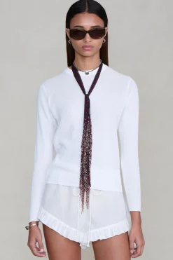 Chan Luu Beaded Skinny Scarf Sapphire