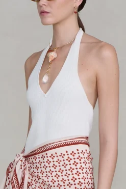 Chan Luu Bell Hoop Earrings Red Jasper