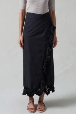 Chan Luu Capri Crocheted Wrap kirt Caviar