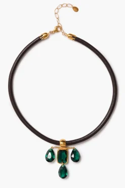 Chan Luu Caroline Collar Necklace Emerald Crystal