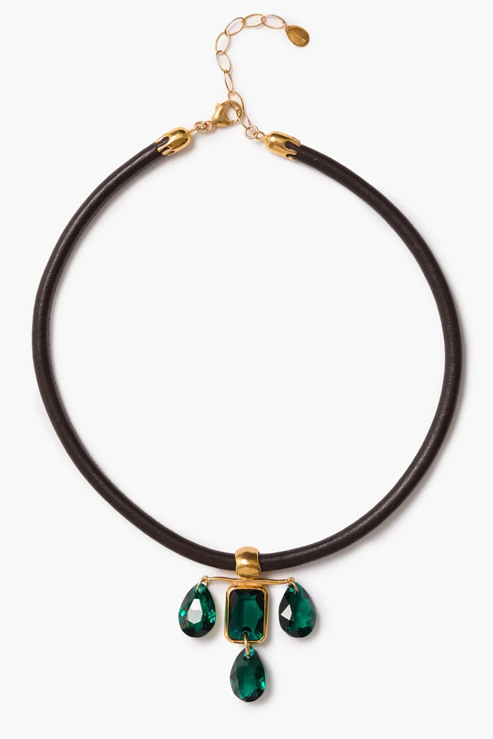 Chan Luu Caroline Collar Necklace Emerald Crystal