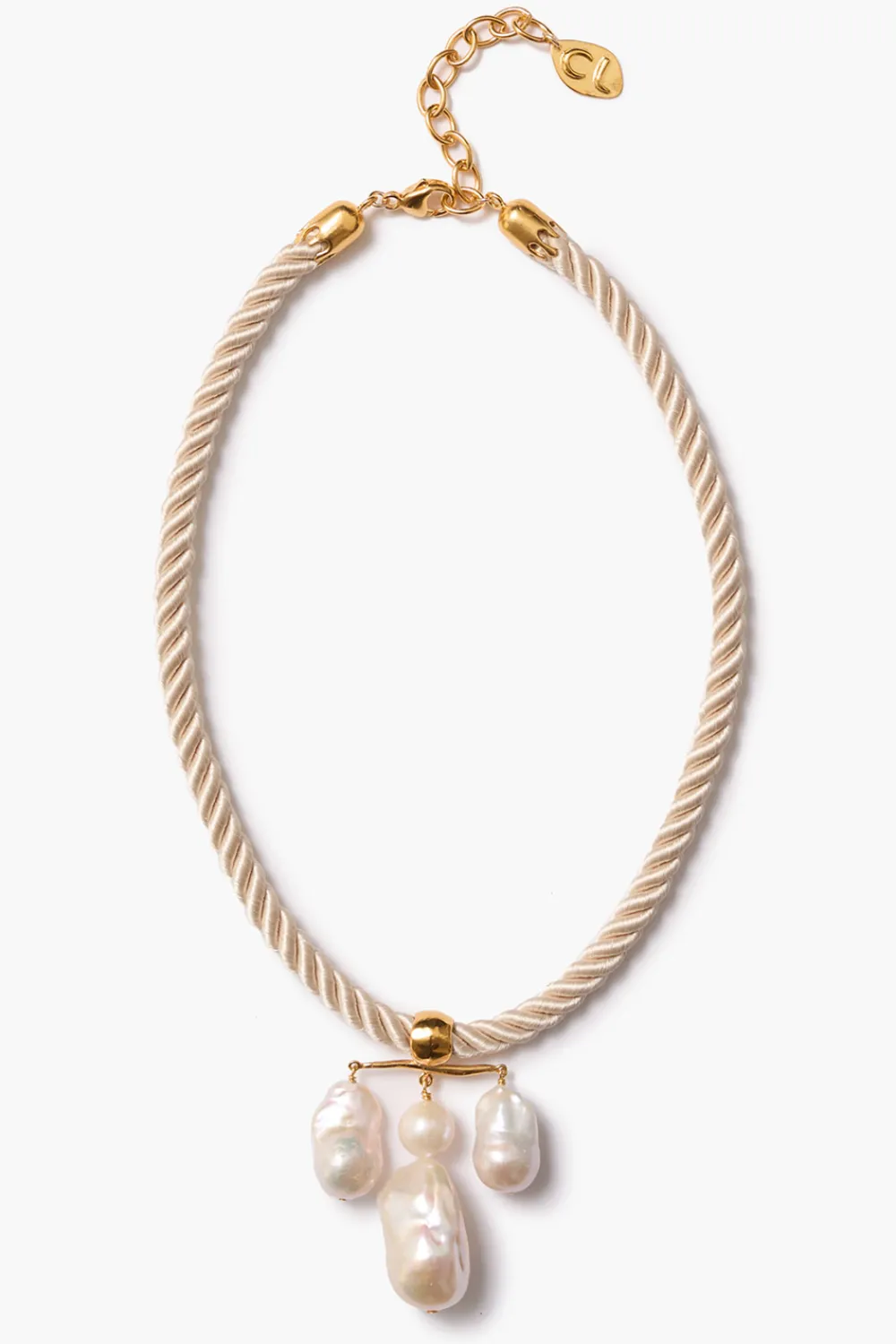 Chan Luu Caroline Twist Cord Necklace White Pearl