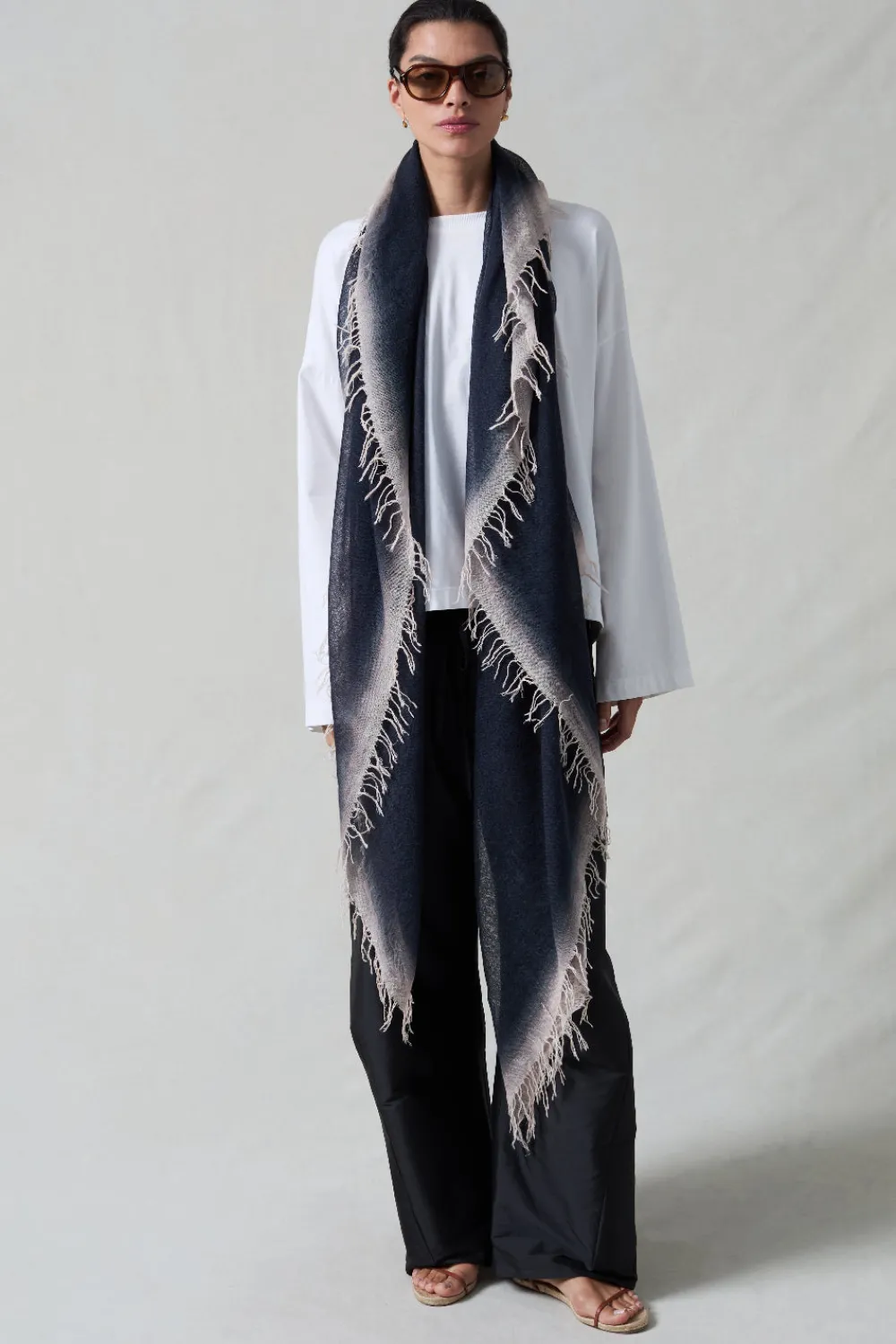 Chan Luu Cashmere and Silk Scarf Black Burnout