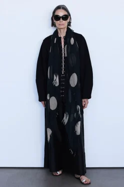Chan Luu Cashmere and Silk Scarf Black Polka Dot