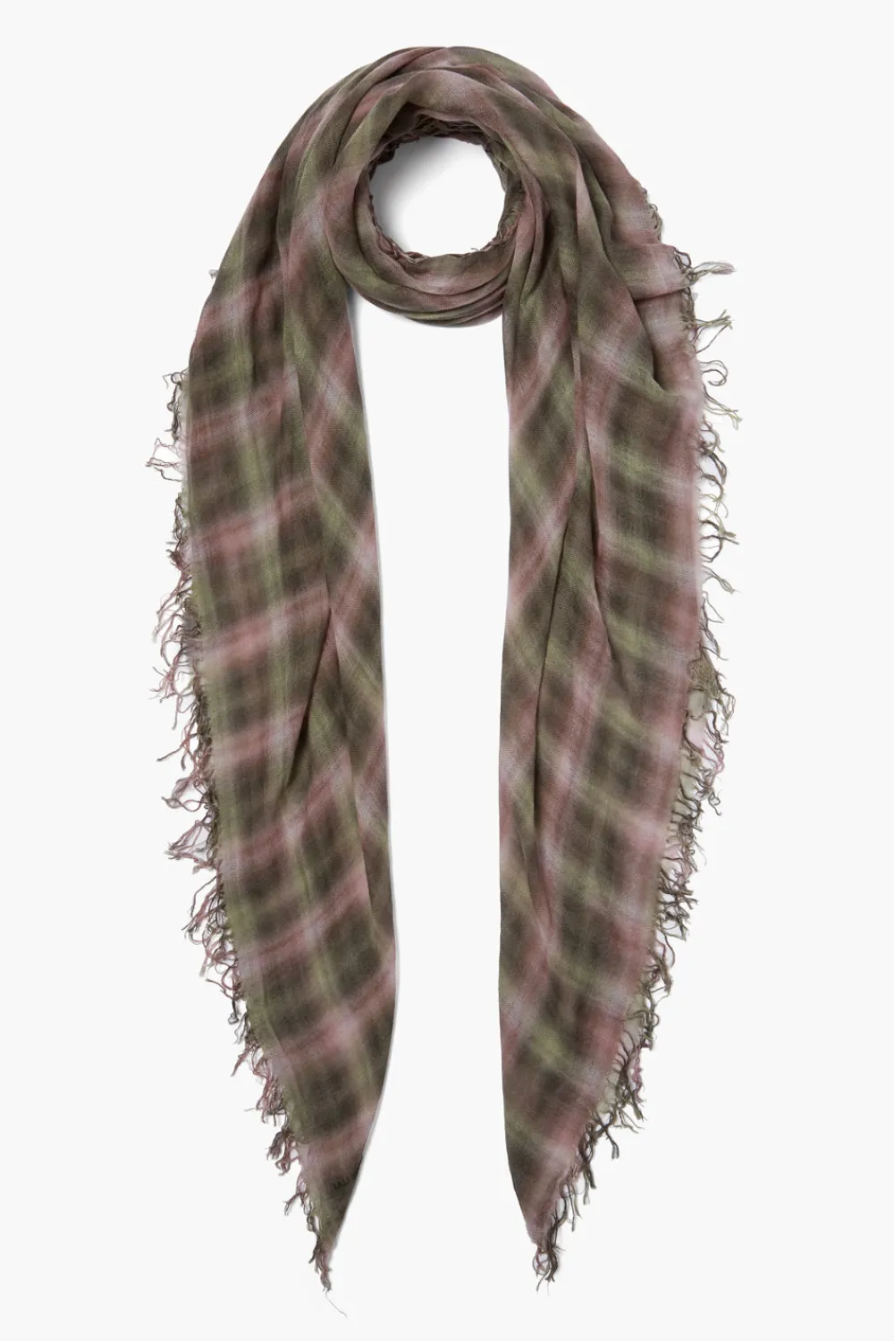 Chan Luu Cashmere and Silk Scarf Forest Plaid