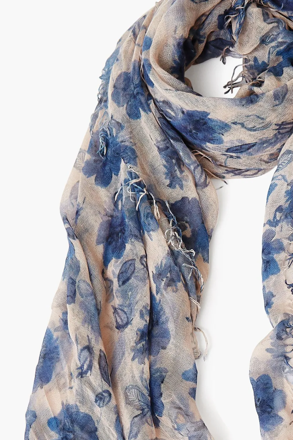 Chan Luu Cashmere and Silk Scarf Indigo Blue French Floral