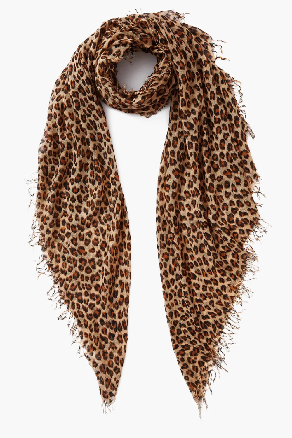 Chan Luu Cashmere and Silk Scarf Roasted Pecan Leopard