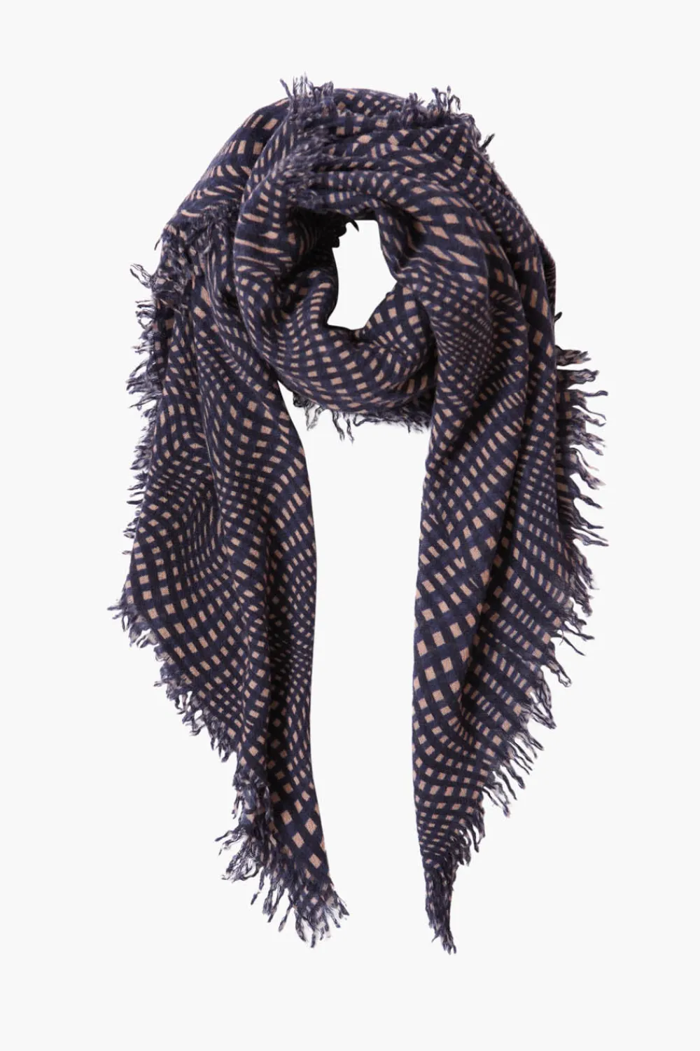 Chan Luu 100% Cashmere Scarf Blue Warped Plaid