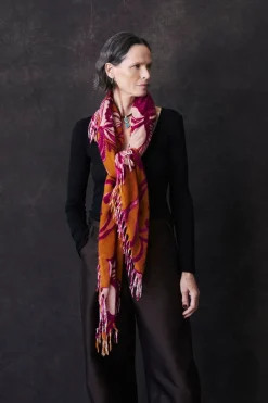 Chan Luu 100% Cashmere Scarf Gold Floral