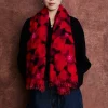 Chan Luu 100% Cashmere Scarf Primrose Red Floral
