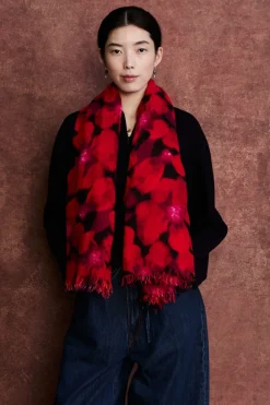 Chan Luu 100% Cashmere Scarf Primrose Red Floral
