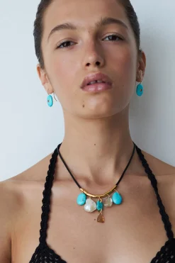 Chan Luu Charm Cord Necklace Turquoise