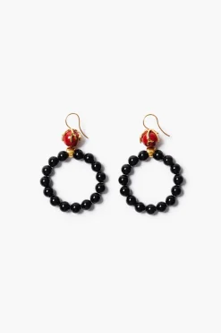 Chan Luu Coral Crown Hoop Earrings Onyx