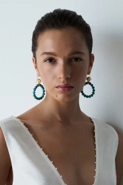 Chan Luu Coral Crown Hoop Earrings Turquoise