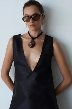 Chan Luu Corda Concha Shell Choker Black