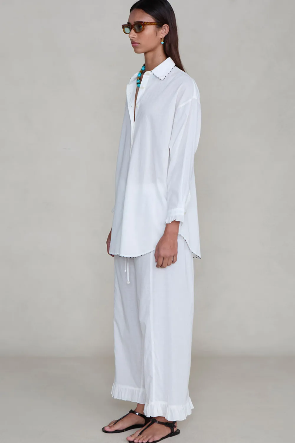 Chan Luu Cotton Ruffe et White