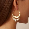 Chan Luu Crescent White Pearl and Gold Hoop Earrings
