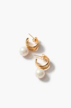 Chan Luu Cuff Hoop Earrings White Pearl
