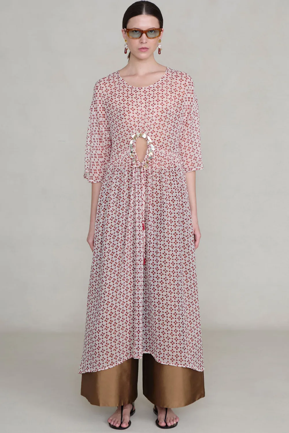 Chan Luu Cutout equin Chiffon Tunic Pink and