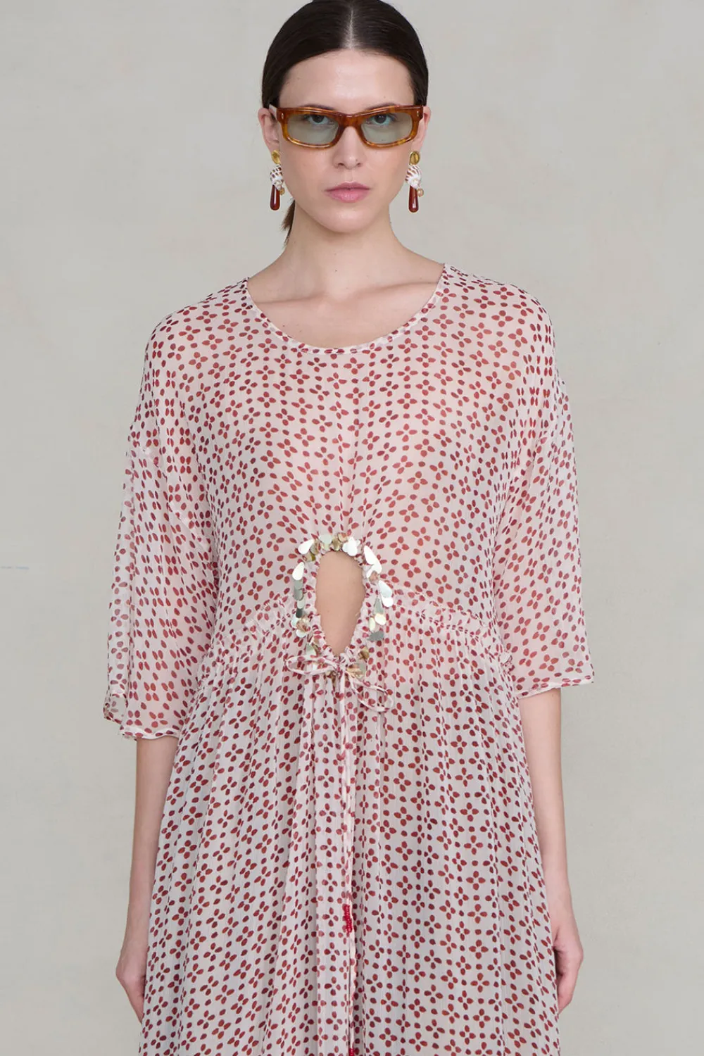 Chan Luu Cutout equin Chiffon Tunic Pink and