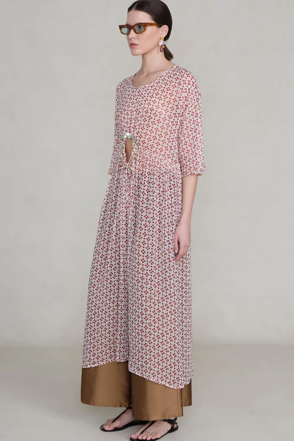 Chan Luu Cutout equin Chiffon Tunic Pink and