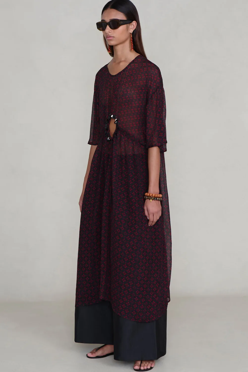 Chan Luu Cutout equin Chiffon Tunic apphire