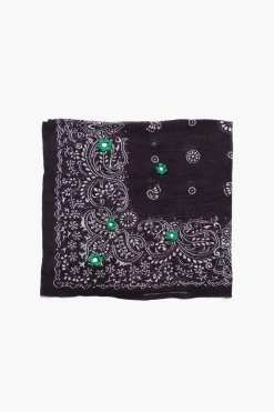 Chan Luu Daisy Embroidered Bandana Black