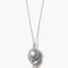 Chan Luu Diamond Baroque Necklace Grey Pearl
