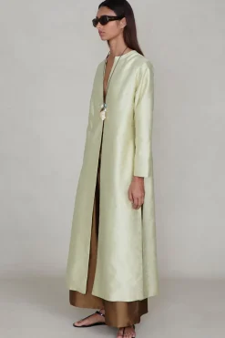 Chan Luu Dupioni Coare Coat Tranucent Green