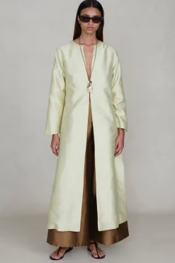 Chan Luu Dupioni Coare Coat Tranucent Green