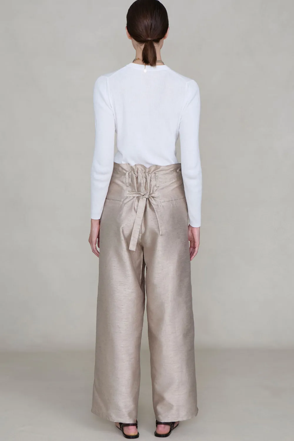 Chan Luu Dupioni traight eg Pant Taupe