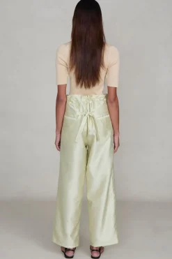 Chan Luu Dupioni traight eg Pant Tranucent Green