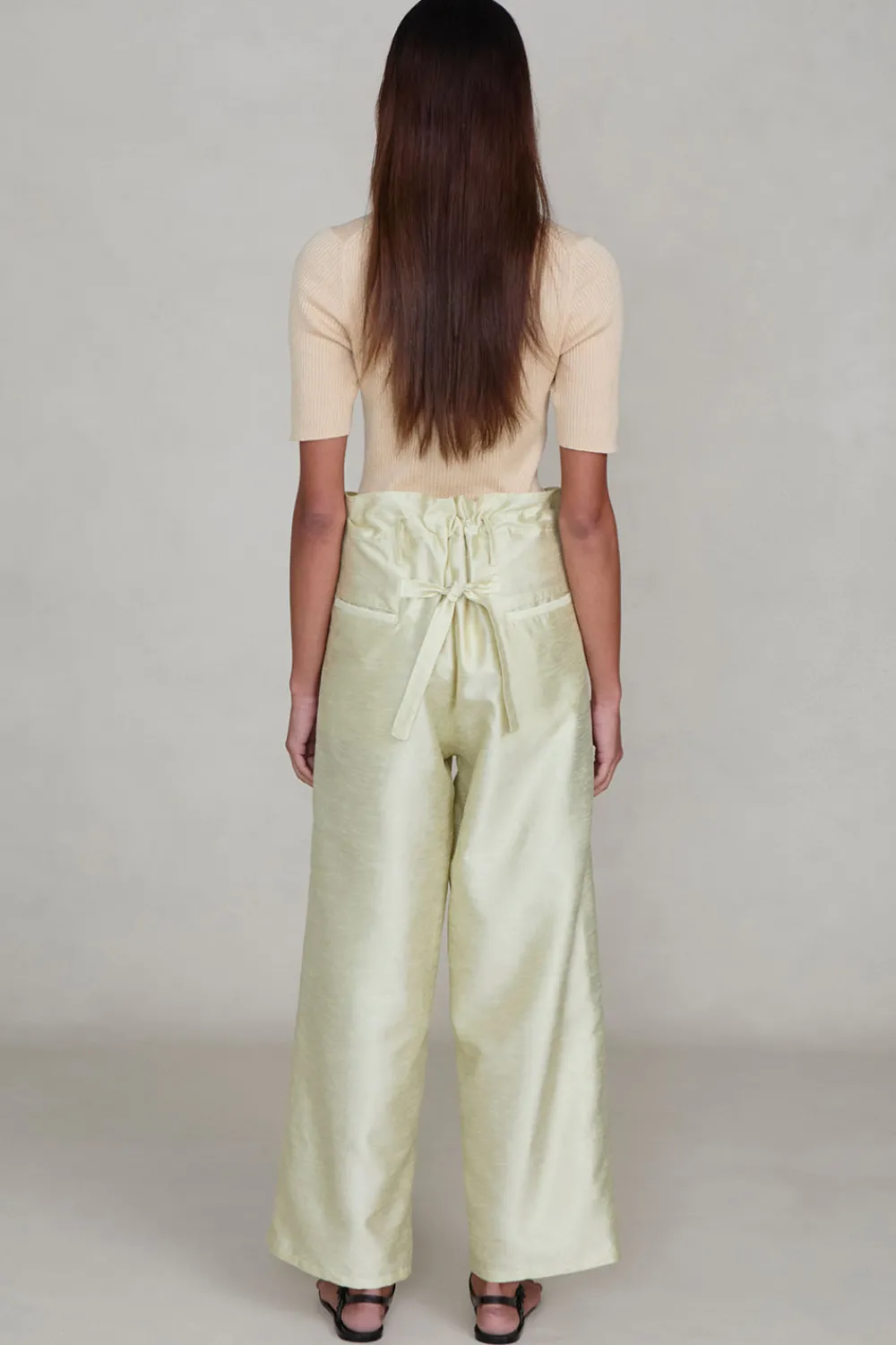 Chan Luu Dupioni traight eg Pant Tranucent Green