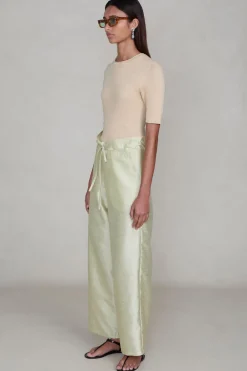 Chan Luu Dupioni traight eg Pant Tranucent Green