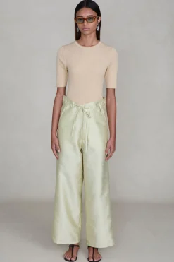 Chan Luu Dupioni traight eg Pant Tranucent Green
