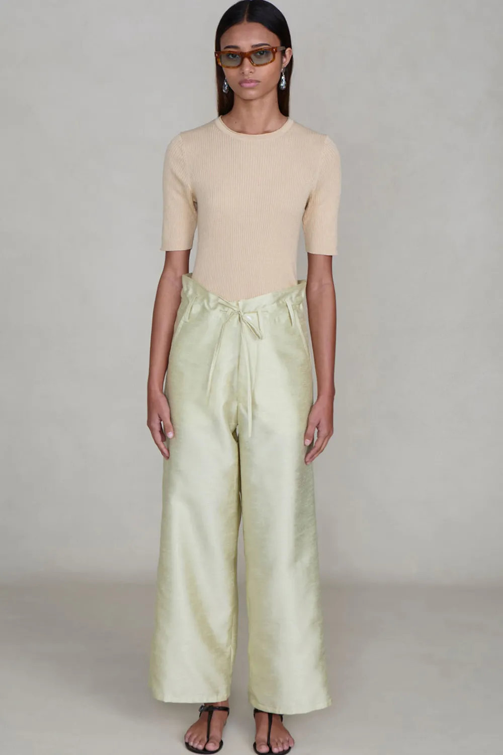 Chan Luu Dupioni traight eg Pant Tranucent Green