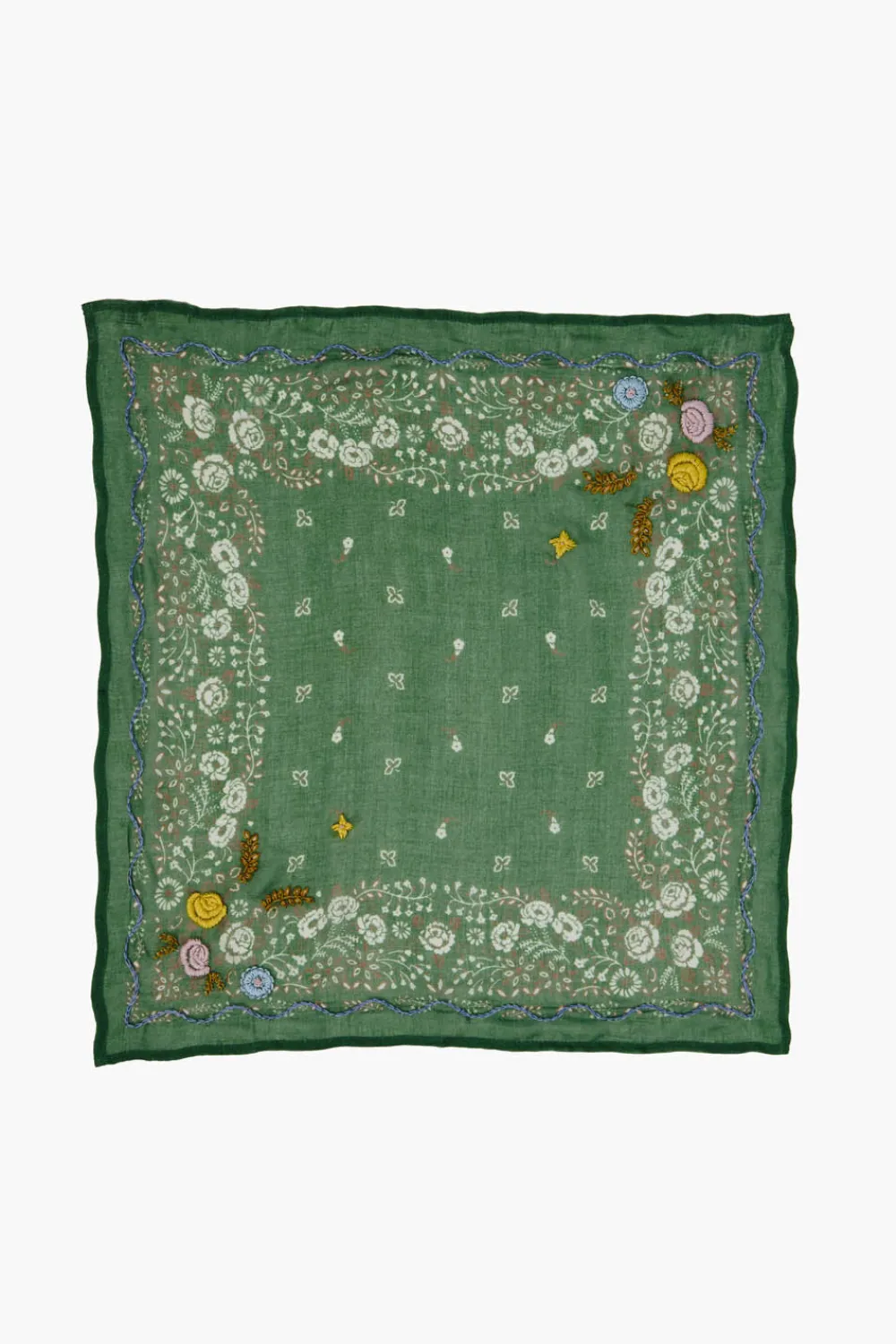 Chan Luu Embroidered Floral Bandana English Ivy