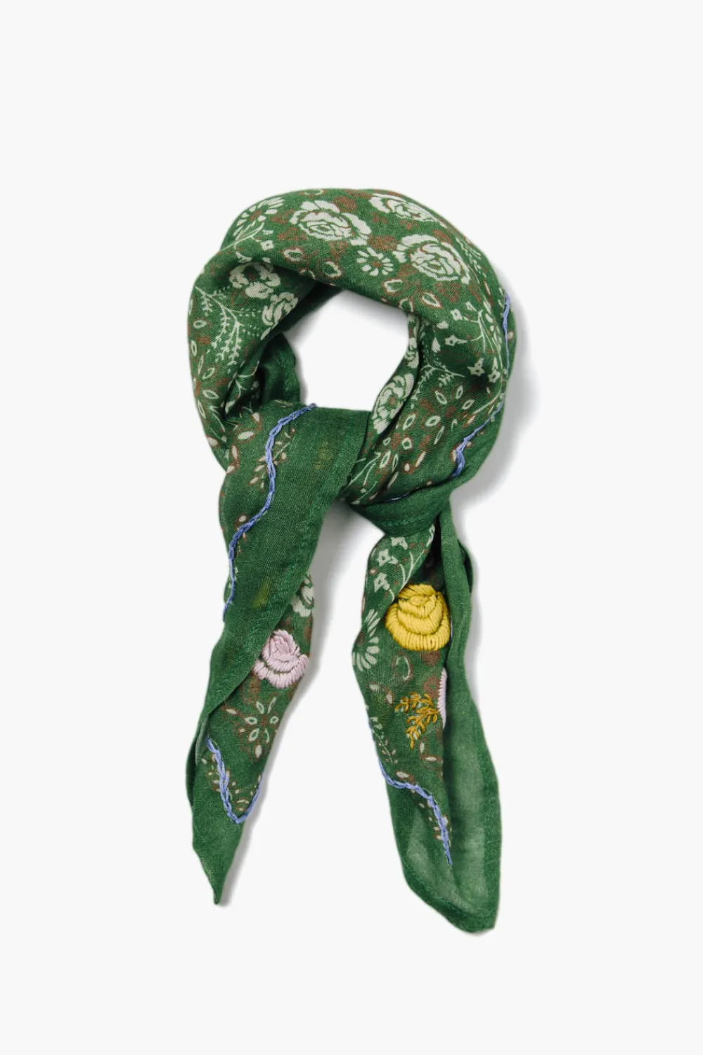 Chan Luu Embroidered Floral Bandana English Ivy