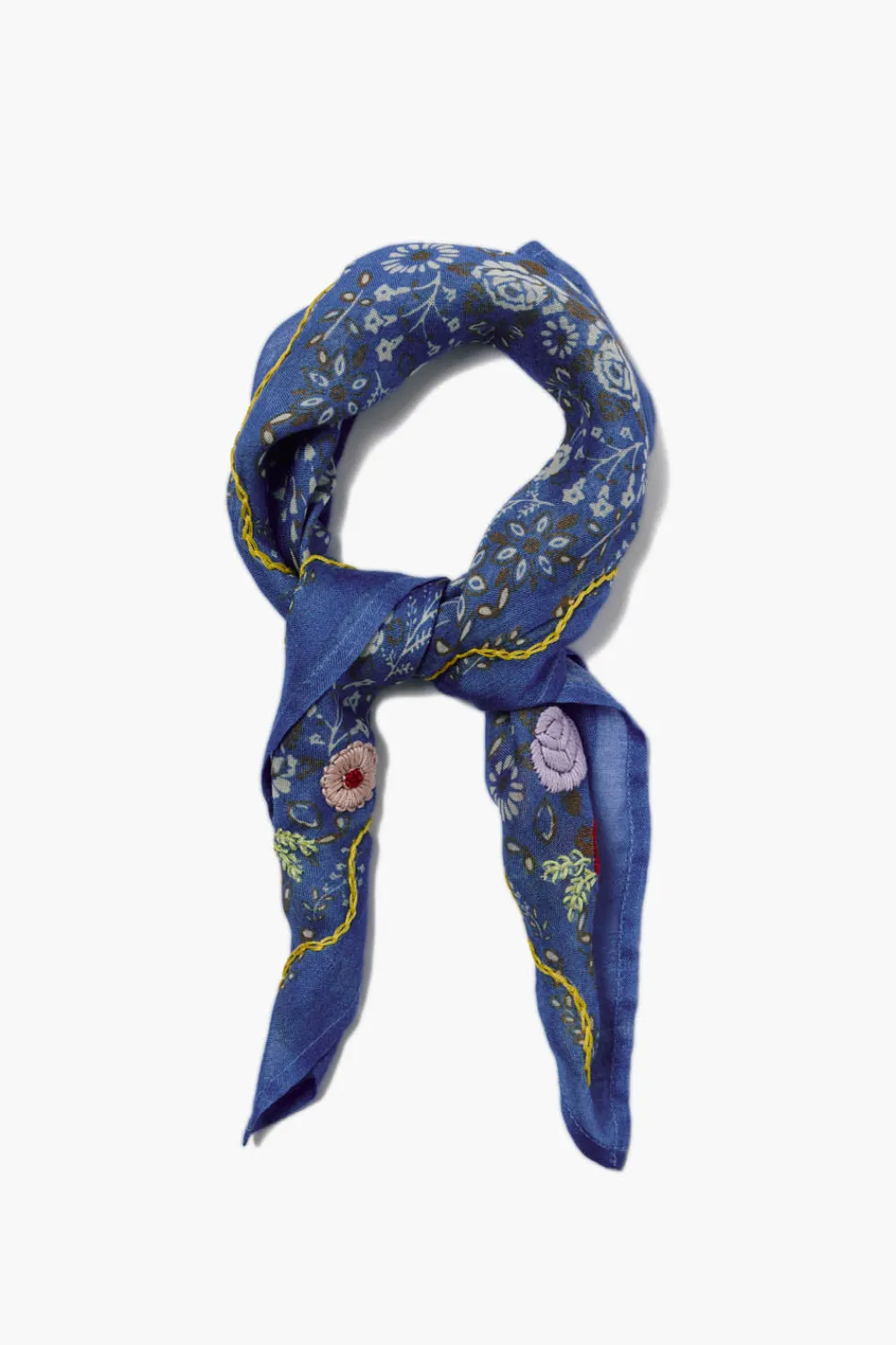 Chan Luu Embroidered Floral Bandana Granada Sky
