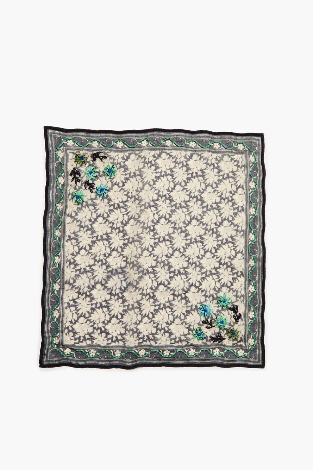 Chan Luu Embroidered Floral Bandana Ink