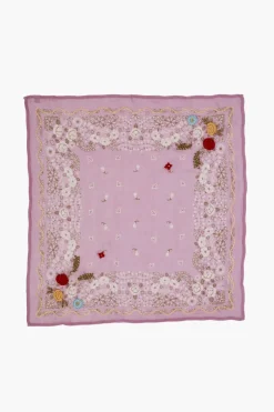 Chan Luu Embroidered Floral Bandana Pastel Lavender