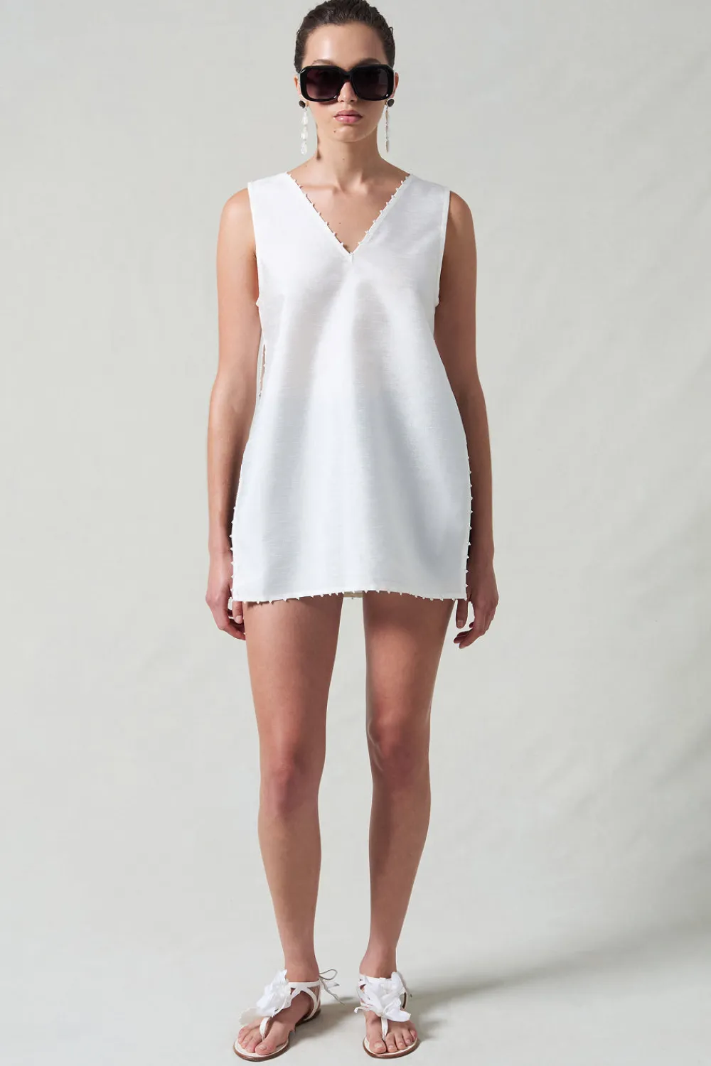 Chan Luu Exaggerated Dupioni Tank White