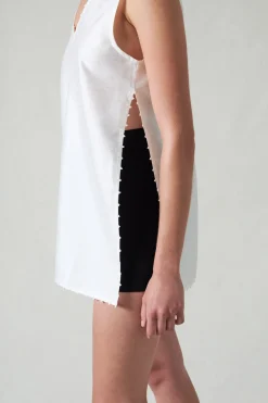 Chan Luu Exaggerated Dupioni Tank White